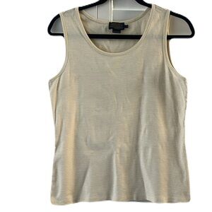 Pendleton Tank Top Sleeveless 100% Cotton Striped white cream Size S